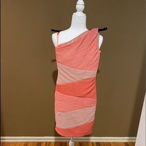 BCBG ruched one shoulder cocktail dress